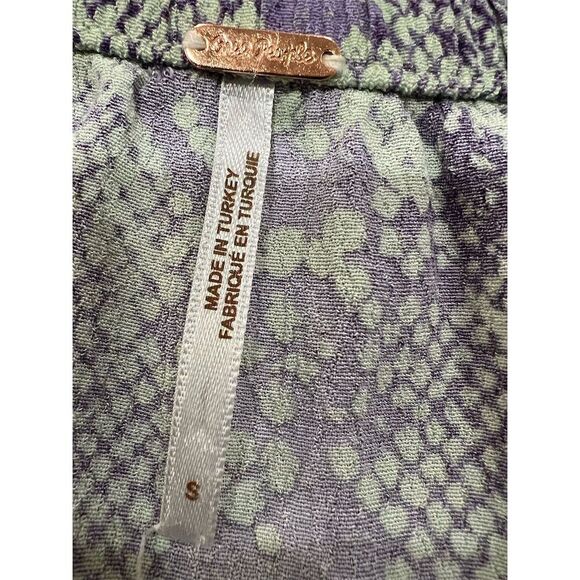 Free People Women's Maxi Skirt Small Multicolor Snake Print‎ Button Front - Picture 11 of 11